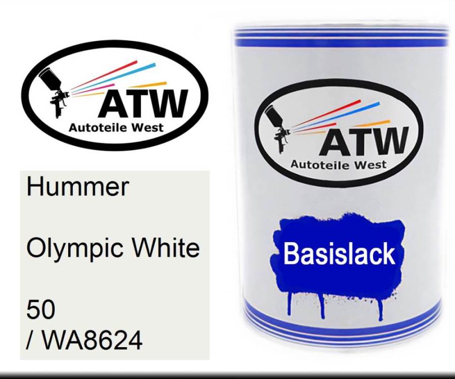 Hummer, Olympic White, 50 / WA8624: 500ml Lackdose, von ATW Autoteile West.